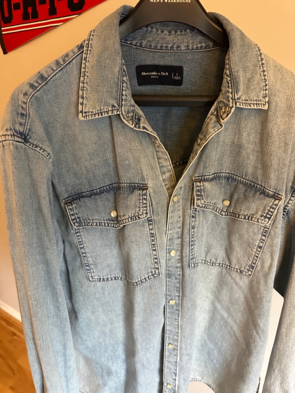 Abercrombie & Fitch Light Blue Denim Button-Up Shirt